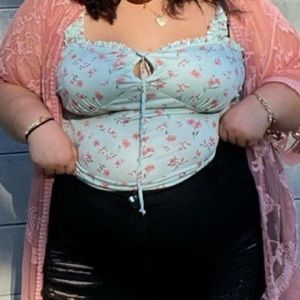 Teal floral tank top